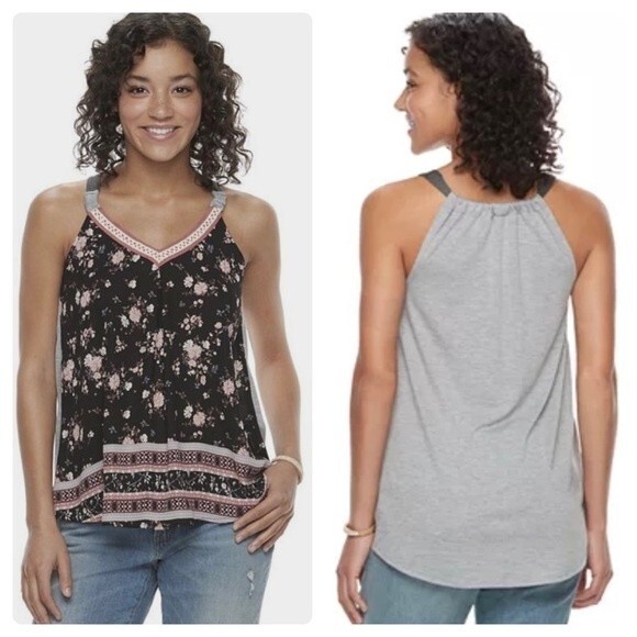Mixed media racerback floral boho swing tank size small - Picture 1 of 5